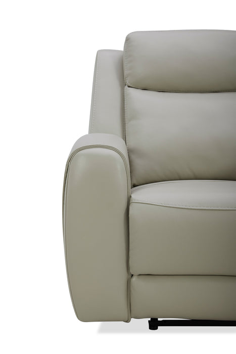 Reign 78\" Top-Grain Genuine Leather Power Reclining Loveseat with Console - Deltona Moonshine Taupe