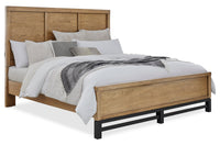 Scott Living Reno Panel Bed with Headboard & Frame, Wooden, Natural Brown - King Size 