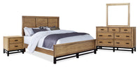 Scott Living Reno 6pc Bedroom Set with Bed, Dresser, Mirror & Nightstand, Natural Brown - King Size 