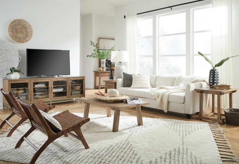 Rhett 22\" Modern End Table with Storage and Shelf - Light Brown Oak
