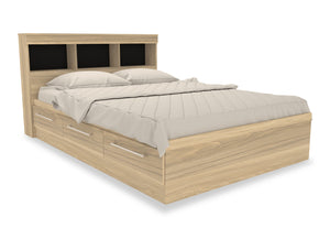 Riley Mates Bed with Bookcase Headboard Set for Kids,Made in Canada, Natural - Full Size