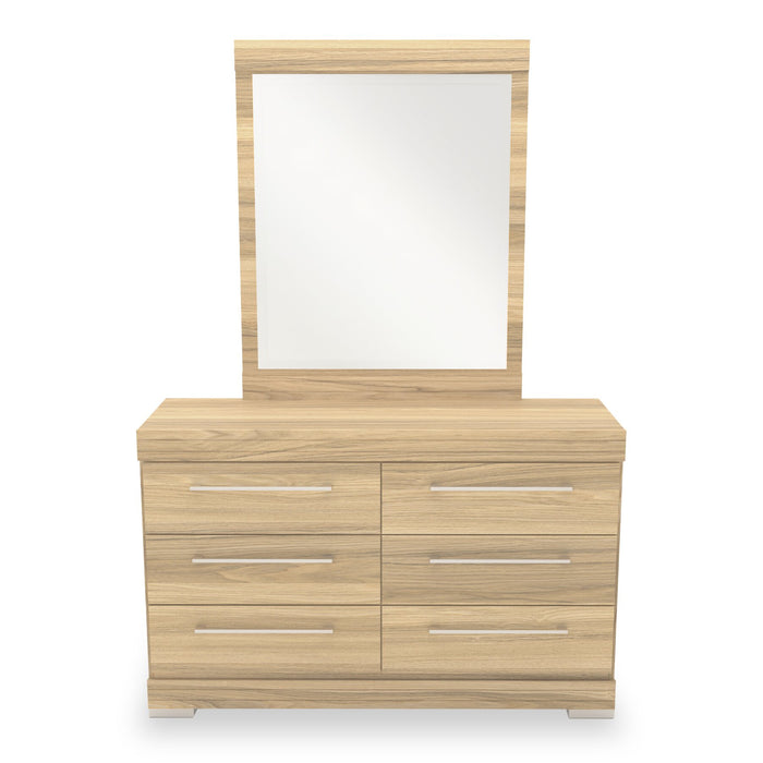 Riley Mates Bed 6pc Set with Bookcase Headboard, Dresser, Mirror & Nightstand, Natural - Twin Size