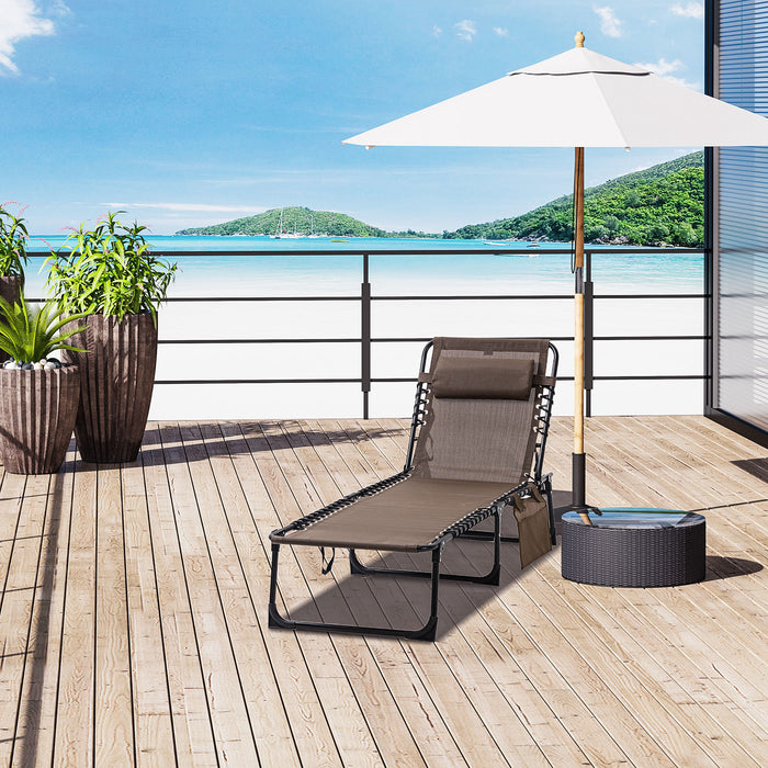 Outsunny Folding Lounge Chair, Reclining Tanning Chair With Adjustable Back