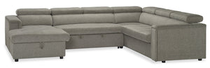 Savvy 3-Piece Linen-Look Fabric Left-Facing Sleeper Sectional - Grey