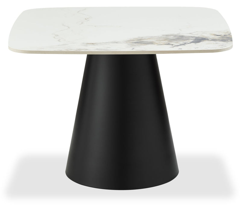 Hazel 39.5” Modern 2-Pack White Sintered Stone Top Coffee + End Table - Black and White