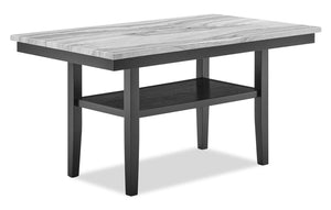 Libra Dining Table with Marble-Look Top & Storage Shelf, 60