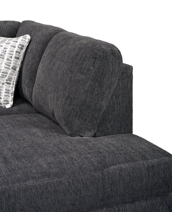 Made in Canada Morgan 3-Piece Right-Facing Chenille Fabric Wrap Sectional with Accent Pillows - Grey