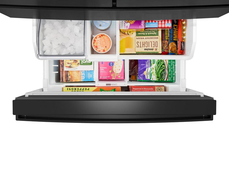 Whirlpool 36\" 30 Cu. Ft. French Door Refrigerator – Fingerprint Resistant Black Stainless Steel - WRMF3336SV