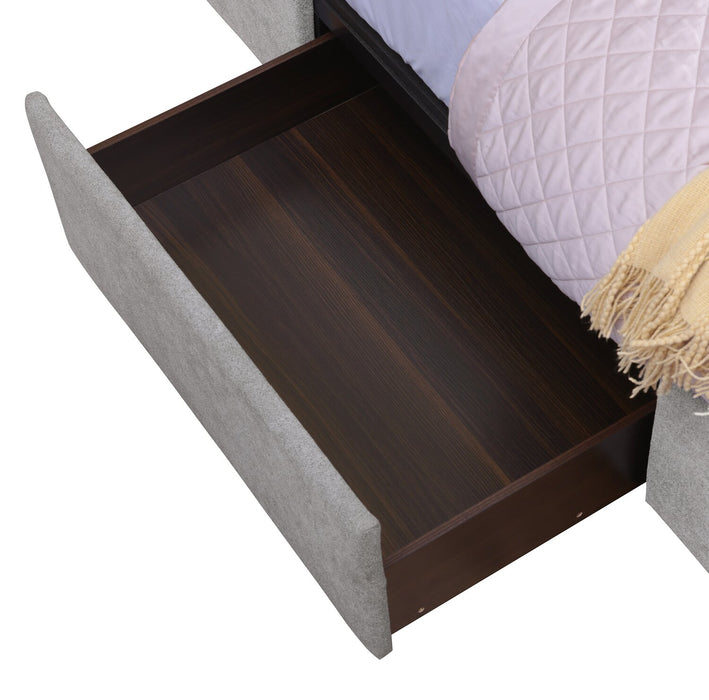 Amos Grey Upholstered Storage Bed with Channel Headboard - Full