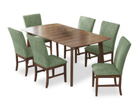 Rain 7pc Dining Set with Table & 6 Green Chairs, 72