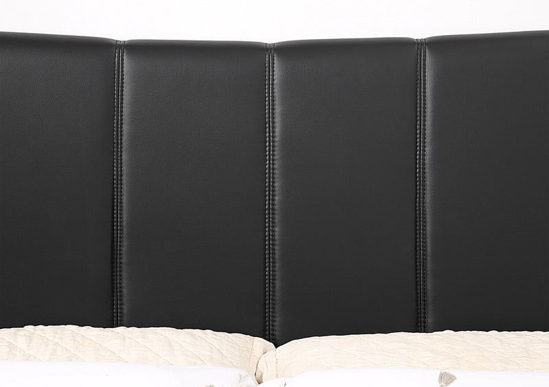 Paseo Platform Bed in Black Vegan-Leather Fabric - King Size