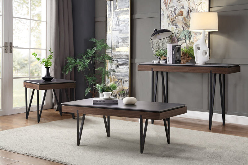 Juno 48\" Modern Sofa Table with Sintered Stone Top - Black
