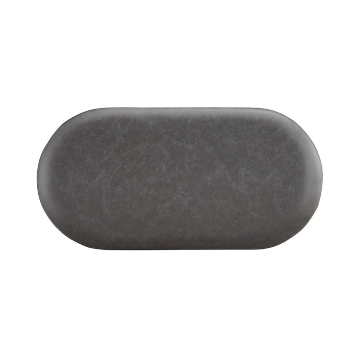 Victoria 18” Faux Leather Storage Ottoman with Metal Base – Charcoal