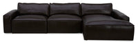 Sedona 3-Piece Genuine Leather Right-Facing Modular Sectional - Chocolate 