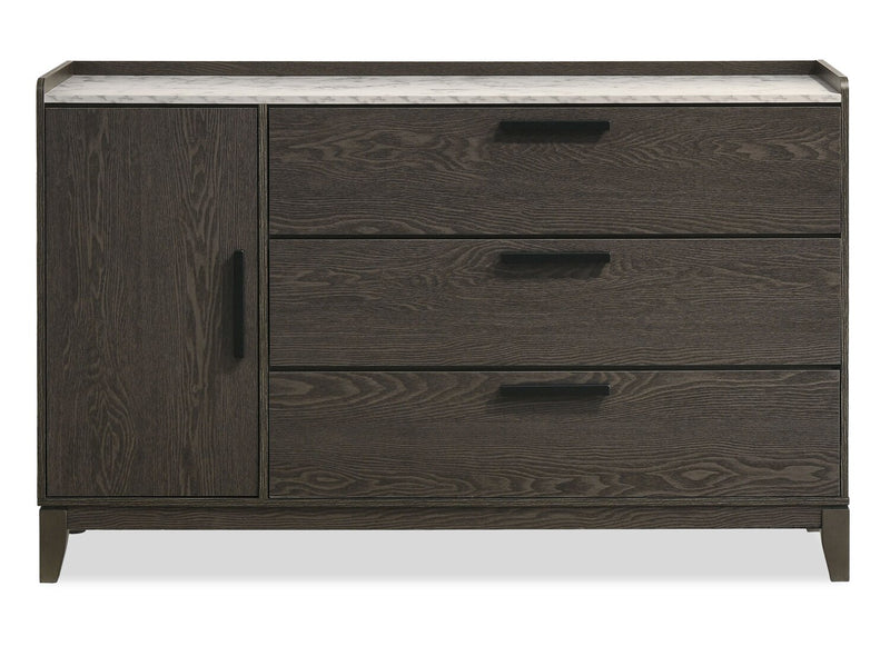 Sable 6pc Bedroom Set with Bed, Dresser, Mirror & Nightstand, Dark Grey - King Size