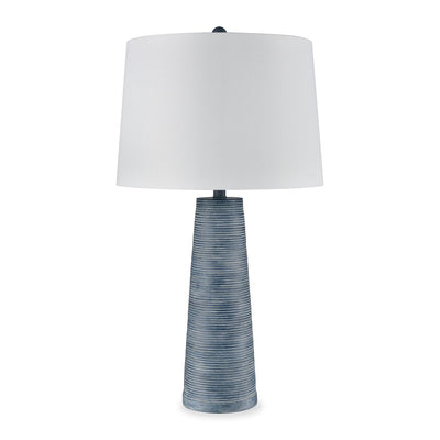 Sadie 31.5" Textured Table Lamp with White Shade – Denim Wash  | Lampe de table texturée Sadie de 31,5 po avec abat-jour blanc - lavis denim