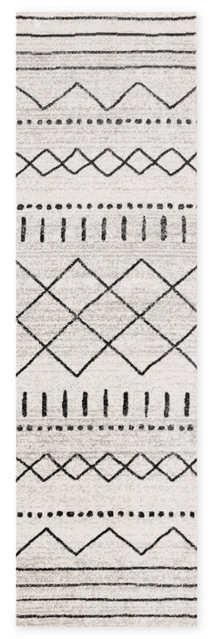 Fresh Washable White Tribal Banded Rug - 2'0\" x 6'7\"
