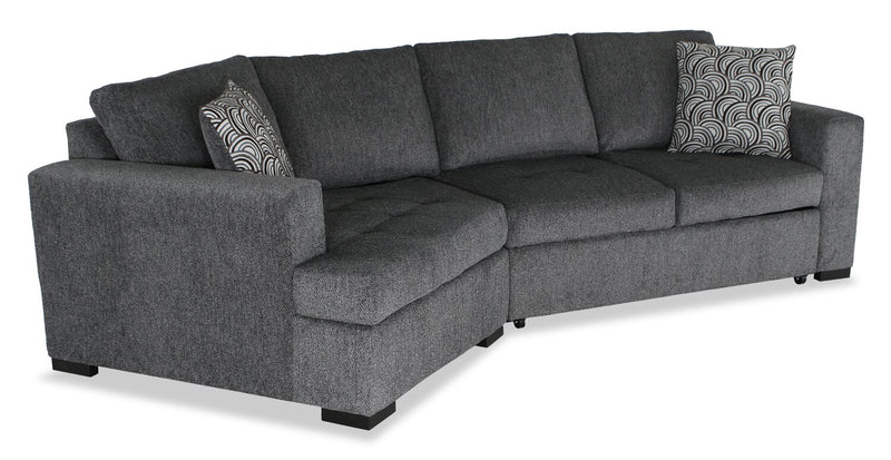 Made in Canada Legend 2-Piece Left-Facing Chenille Fabric Cuddler Sleeper Sectional - Pepper Grey