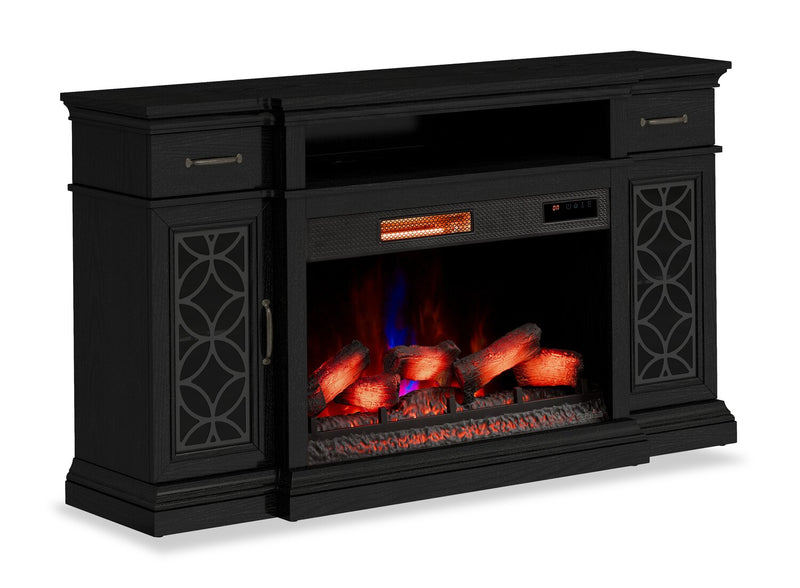 Zenith 64\" Electric Fireplace TV Stand with Storage for TVs up to 70\" - Black