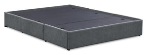Amos Upholstered Storage Bed Base in Charcoal Fabric with 3 Built-in Drawers  - Queen Size