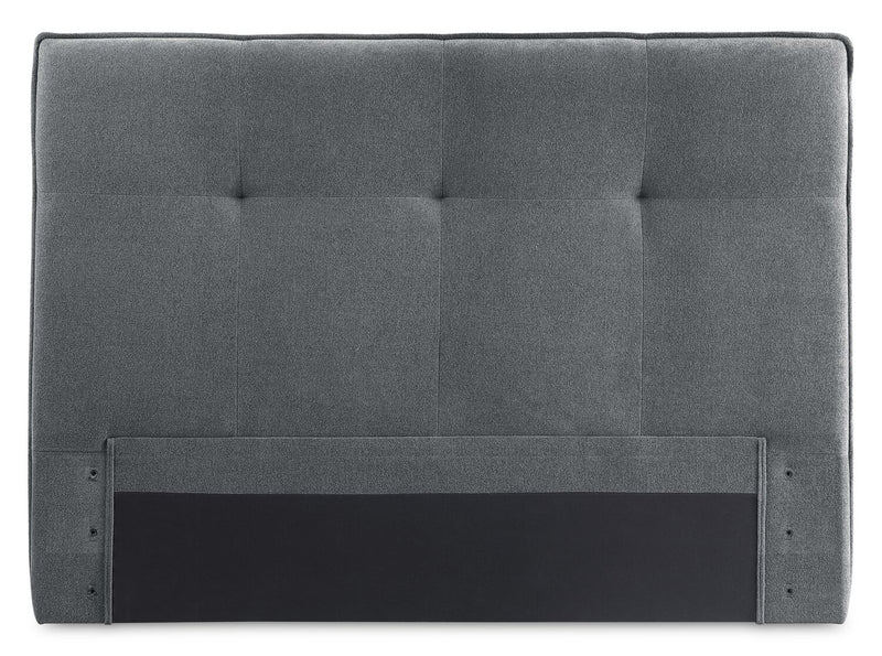 Amos Upholstered Storage Bed in Charcoal Fabric with Tufted Headboard & 3 Built-in Drawers - King Size