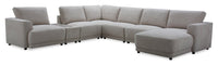 Voyage Modular 7-Piece Right-Facing Fabric Sectional with Console and Removable Back Cushions – Taupe 