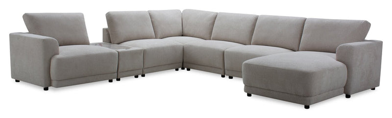 Voyage Modular 7-Piece Right-Facing Fabric Sectional with Console and Removable Back Cushions – Taupe