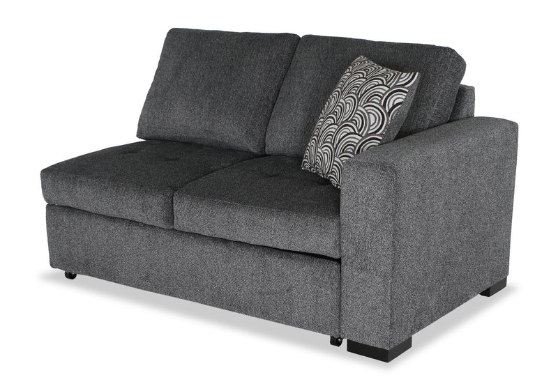 Made in Canada Legend 2-Piece Left-Facing Chenille Fabric Cuddler Sleeper Sectional - Pepper Grey