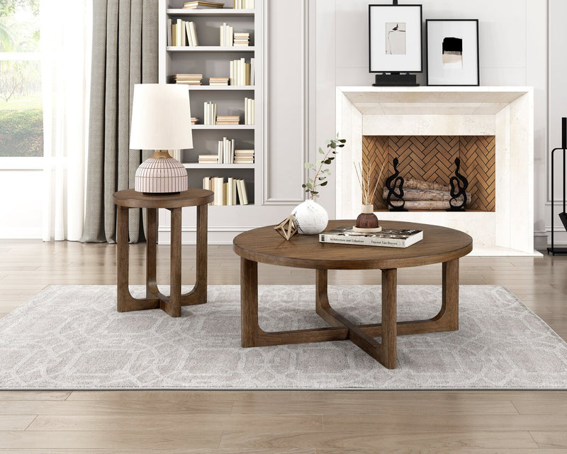 Maxwell 20\" Round End Table - Light Brown Hickory