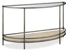 Saxon 50\" Modern Demilune Sofa Table with Shelf - Natural and Vintage Nickel