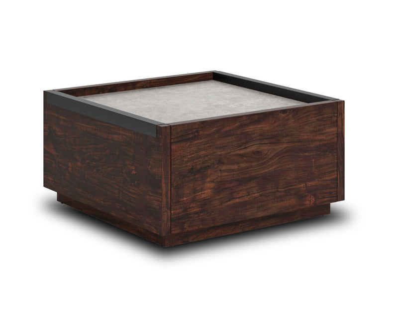 Benson 31” Modern Coffee Table with Storage - Dark Brown and Grey