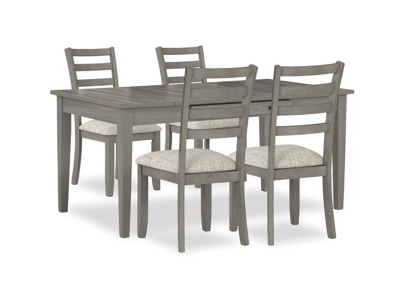 Cove 5pc Dining Table Set with Table & 4 Chairs, Storage Drawers, Melamine, 66\"W - Grey