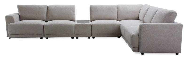 Voyage Modular 7-Piece Fabric Sectional with Console and Removable Back Cushions – Taupe