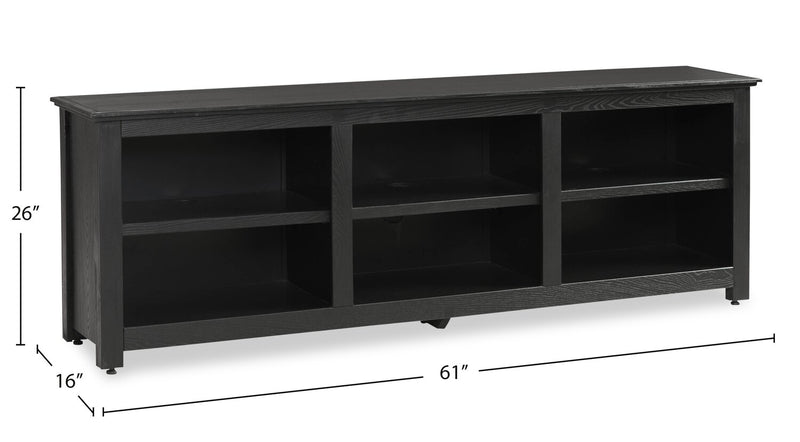 Stanley 60\" Pine TV Stand with Storage & Cable Management for TVs up to  65\"- Black
