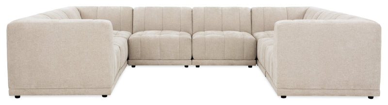 Oaklyn Modular 8-Piece Fabric Sectional with Tufted Seat Cushions – Beige
