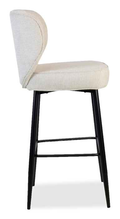 Sara Counter-Height Stool with Velvet-Like Fabric, 26\"H, Metal – White