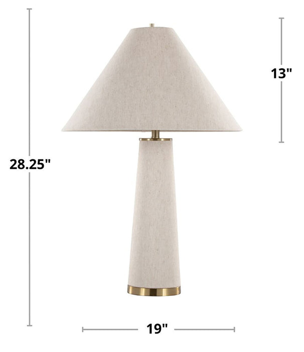 Rachel 19\" Contemporary Table Lamp with Linen Shade – Brass