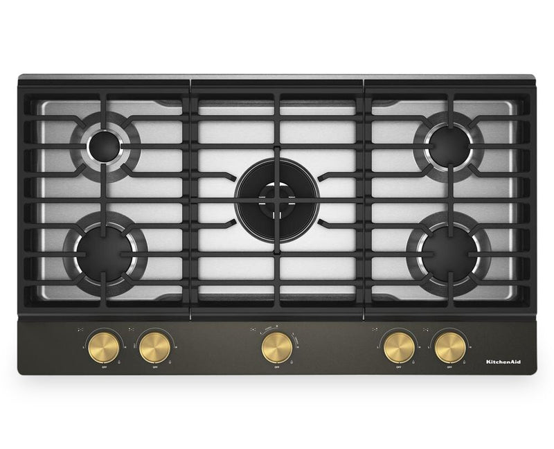 KitchenAid Gas-on-Metal Cooktop with Integrated Wok Grate - Black Ore - KCGK736SBE