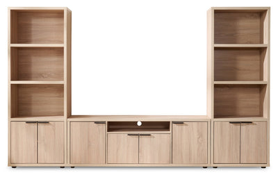 Noren 115" 3-Piece Entertainment Centre with Storage for TVs up to 70"- Light Oak | Meuble audio-vidéo Noren de 115 po 3 pièces avec rangement pour téléviseurs de jusqu’à 70 po - chêne clair