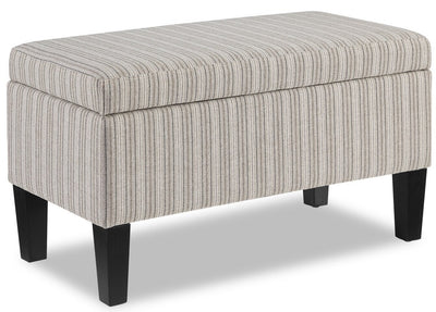Calgary 32" Storage Fabric Ottoman - Grey Striped|Pouf de rangement Calgary de 32 po en tissu - rayé gris