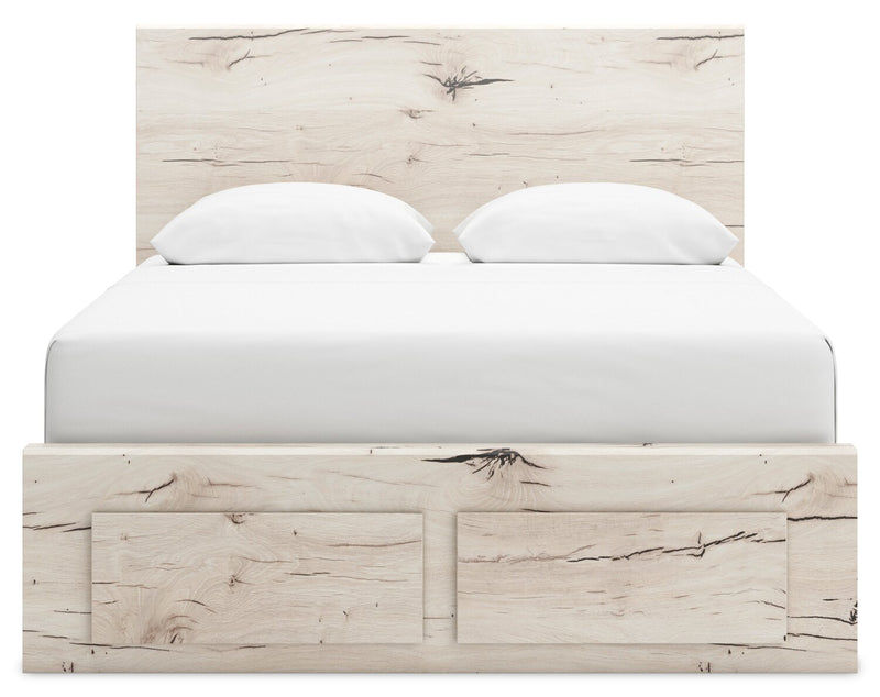 Derekson 6pc Bedroom Set with Storage Bed, Dresser, Mirror & Nightstand, Rustic White - Queen Size