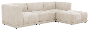 Oaklyn Modular 4-Piece Fabric Sectional with Ottoman and Tufted Seat Cushions - Beige