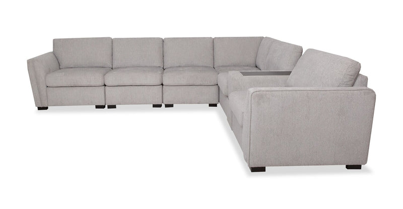 Vault 7-Piece Sectional with Five Storage Chairs and Storage USB Console - Grey