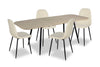 Joss 5pc Dining Set with Table & 4 Chairs - 63-86.5\"W Butterfly Extension, Metal  - Natural/White