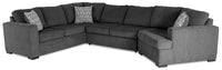 Legend 3-Piece Right-Facing Chenille Cuddler Sleeper Sectional - Pepper 