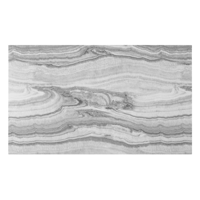 Libra Dining Table with Marble-Look Top & Storage Shelf, 60\"W- Black/Grey