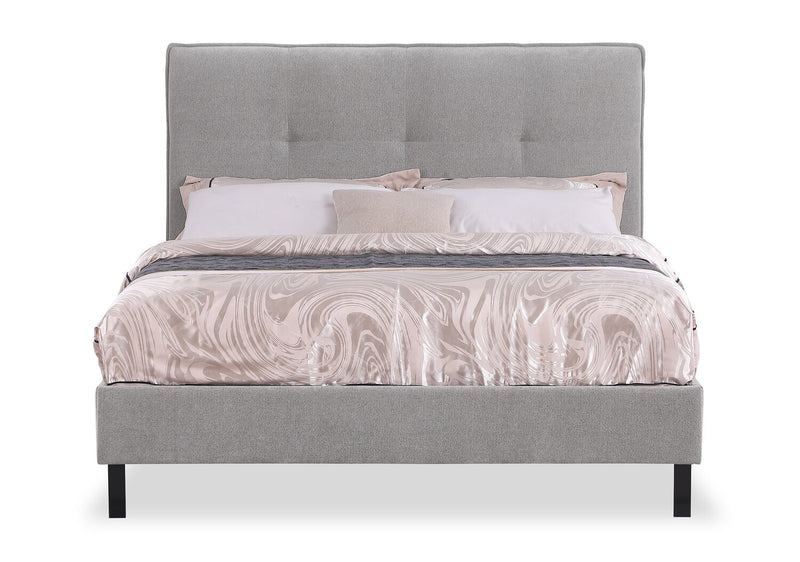 Amos Upholstered Headboard in Grey Fabric, Tufted - King Size