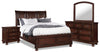 Chelsea 6pc Bedroom Set with Storage Bed, Dresser, Mirror & Nightstand, Cherry Brown - Queen Size