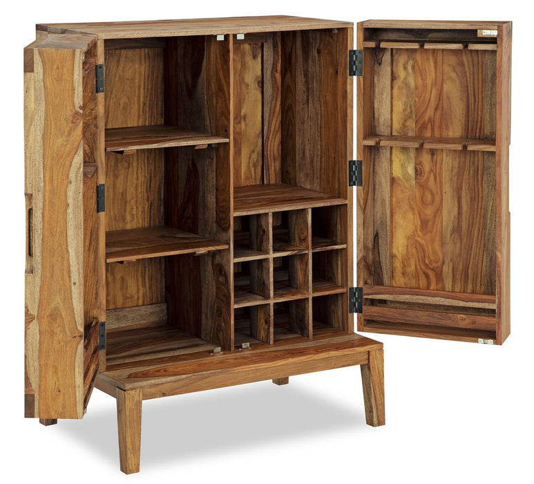 Indie Dining Server with Storage & Built-In Wine Rack, 32\"W - Distressed Brown