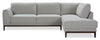Horizon 2-Piece Right-Facing Fabric Sectional with Wood Base and Legs - Grey